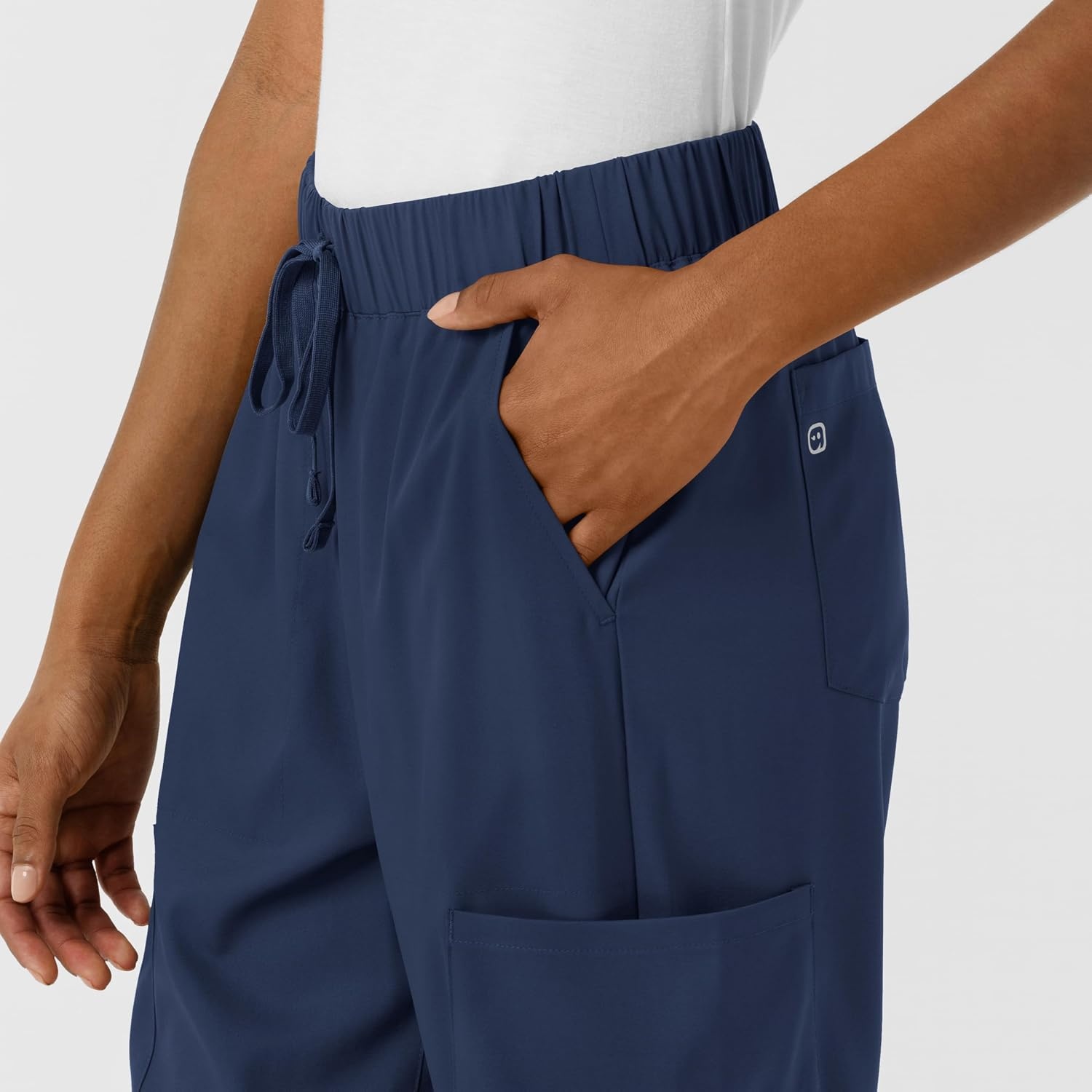 Wink Scrubs for Women, Boundless, Classic Wide Leg Cargo Pants with Full Drawstring and 8 Pockets(Navy)