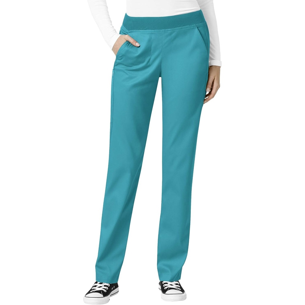 WonderWink Women’s Women’s Knit Waist Cargo Scrub Pant(Teal Blue)