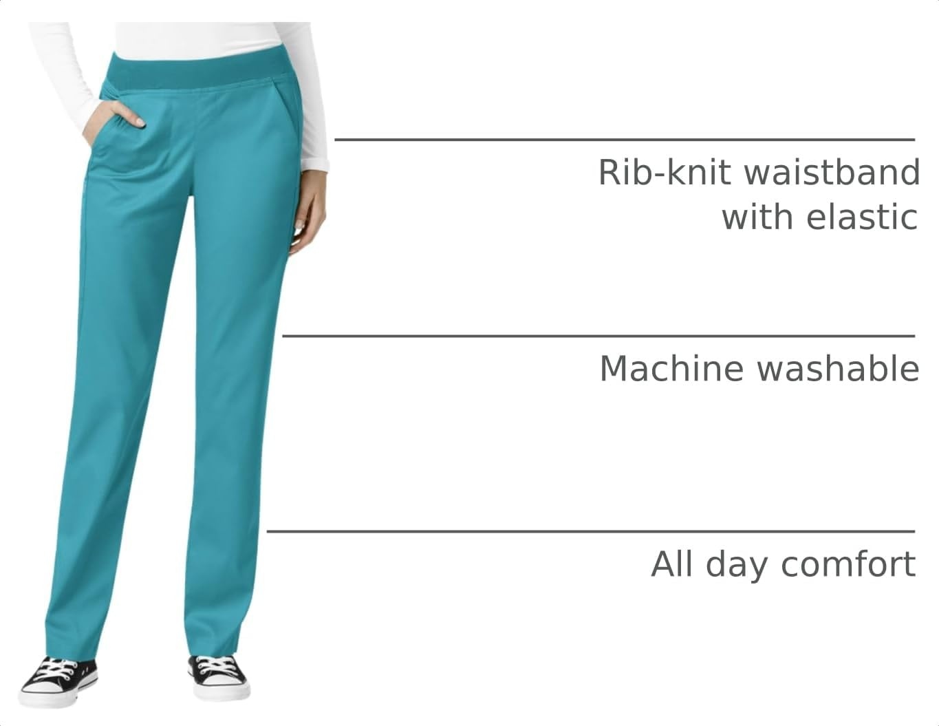 WonderWink Women’s Women’s Knit Waist Cargo Scrub Pant(Teal Blue)