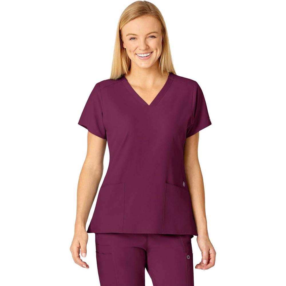 WonderWink womens Flex Back V-neck Top Medical Scrubs, Wine, XX-Small US