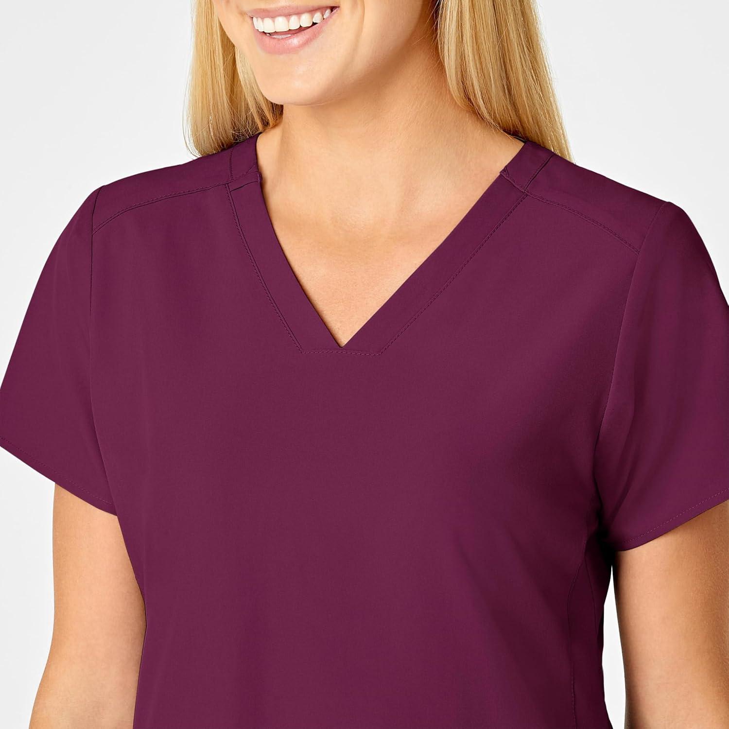 WonderWink womens Flex Back V-neck Top Medical Scrubs, Wine, XX-Small US