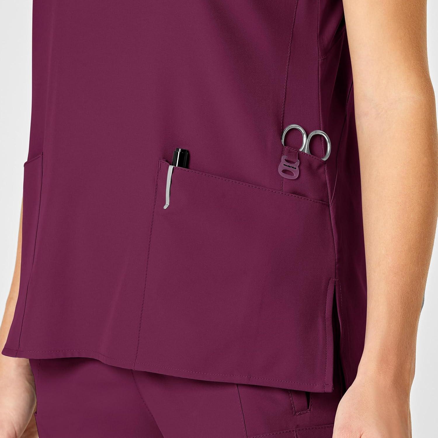 WonderWink womens Flex Back V-neck Top Medical Scrubs, Wine, XX-Small US
