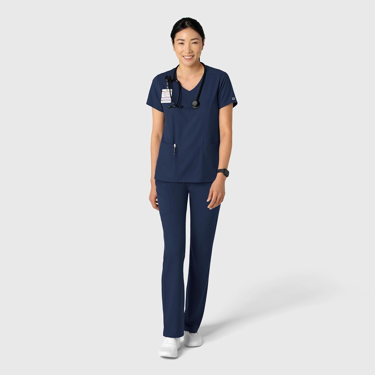 Wink Boundless Women’s 2-Pocket V-Neck Scrub Top(Navy)