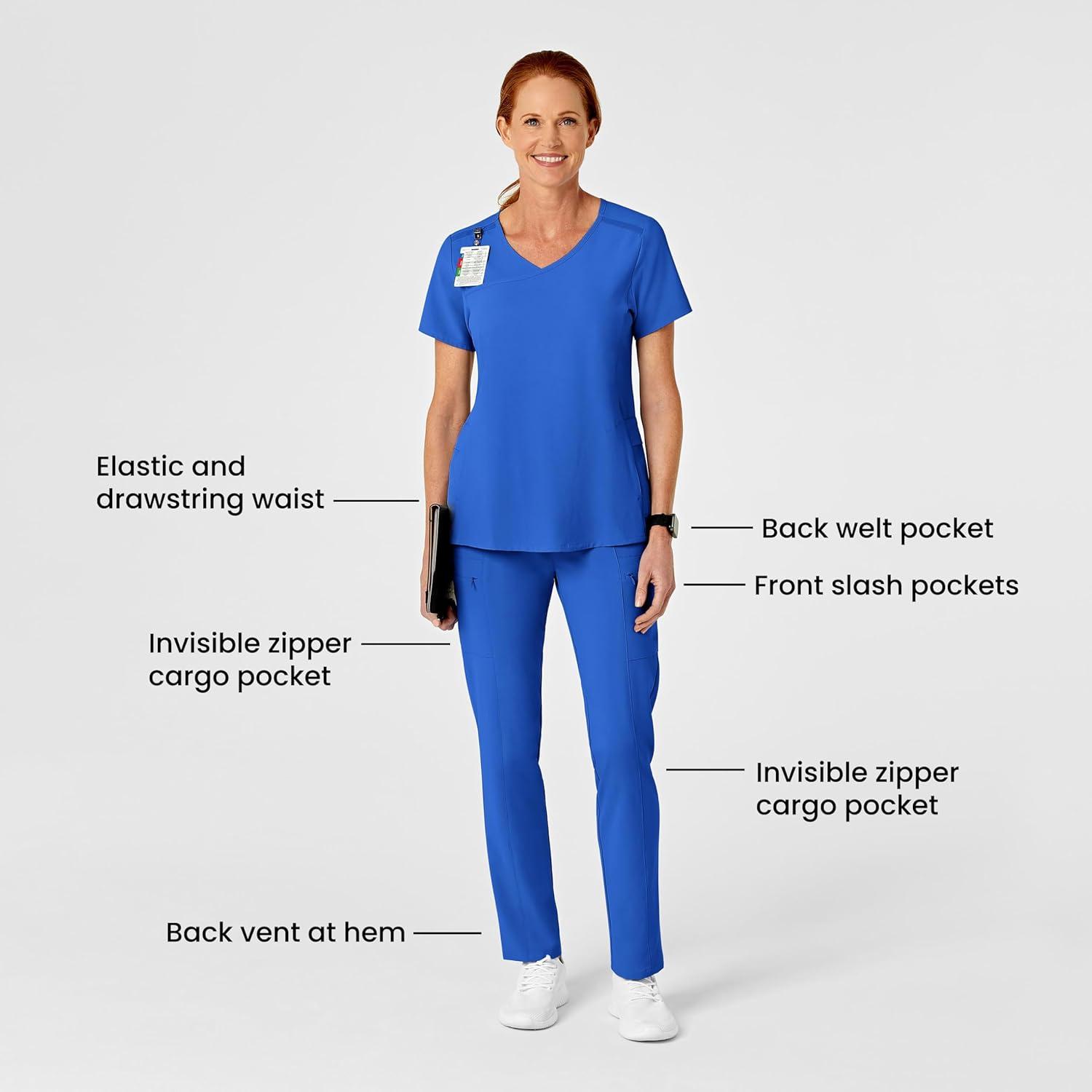 Wink Scrubs for Women, Renew, High-Waist Slim-Leg Pants with Drawstring and 5 Pockets(Royal)