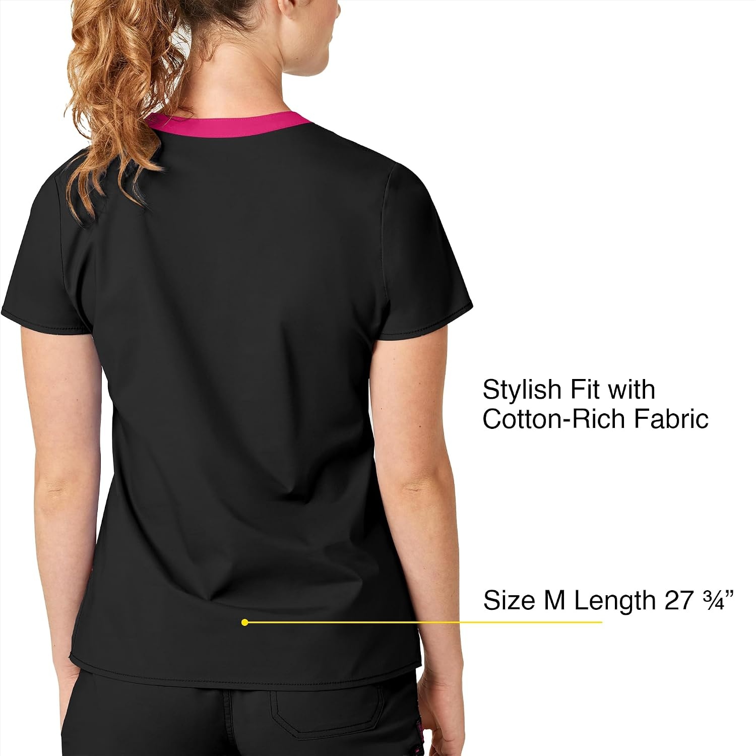WonderWink Women’s Wonderflex Verity Scrub Top, Black, X-Small