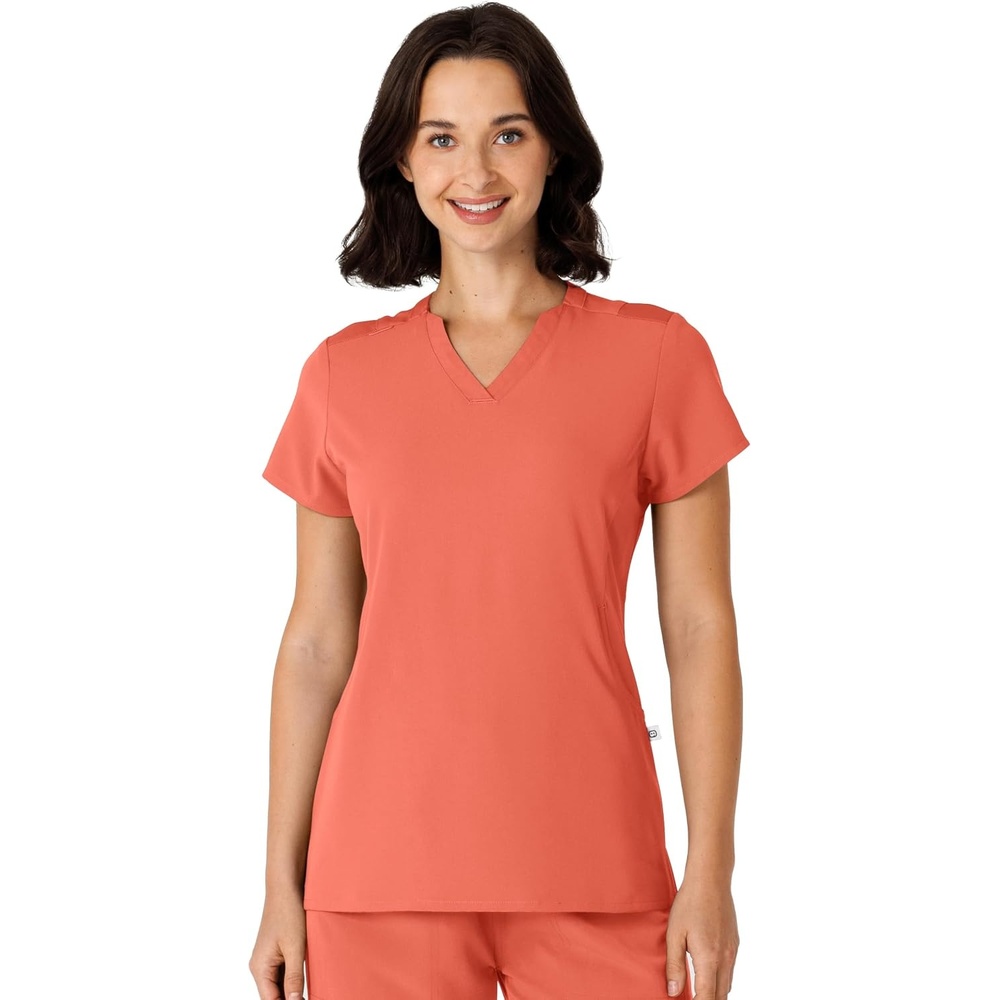 Wink Nova Women’s Flex-n-Reach Shoulder Panel V-Neck Scrub Top(Sugar Coral)