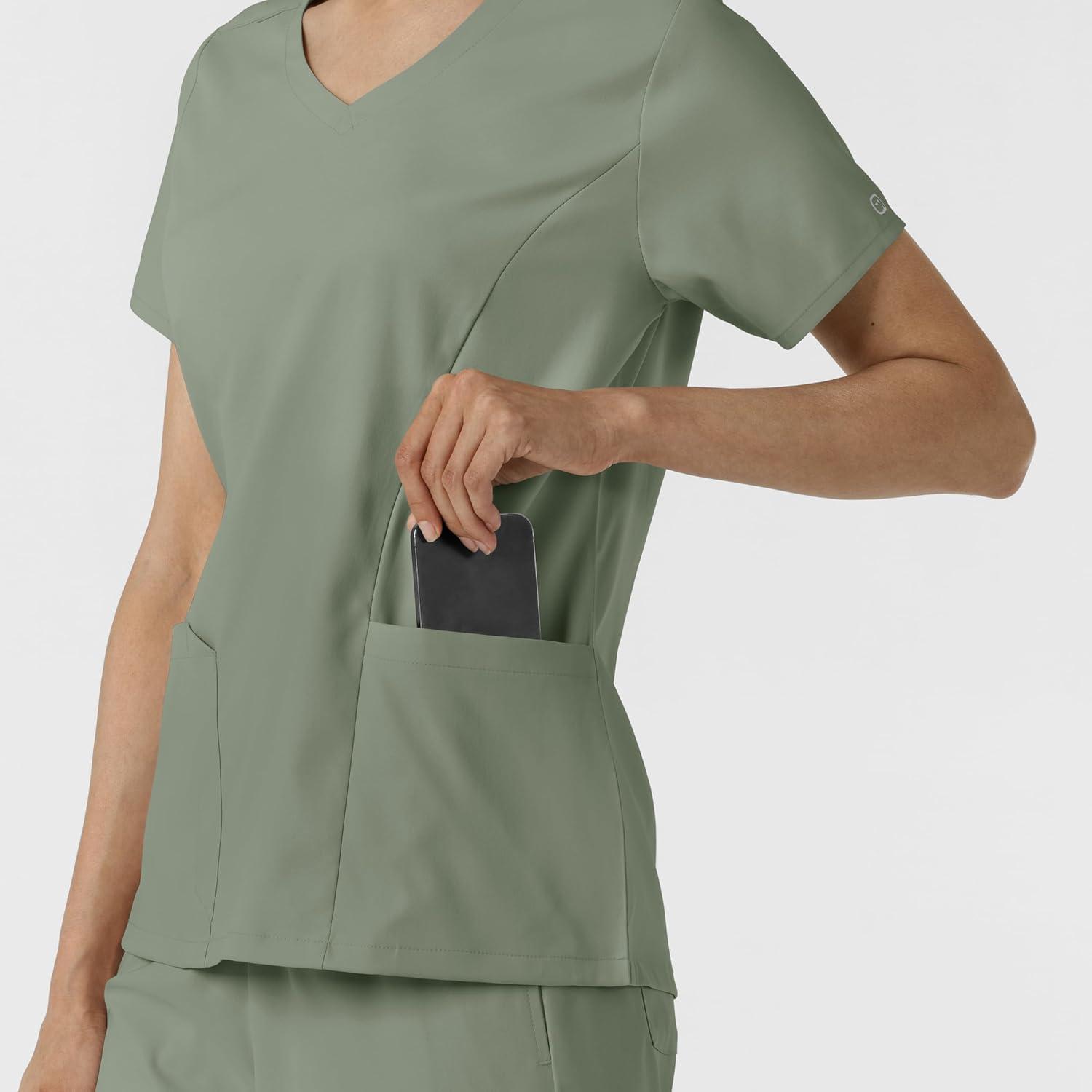 Wink Boundless Women’s 2-Pocket V-Neck Scrub Top – Sage, M
