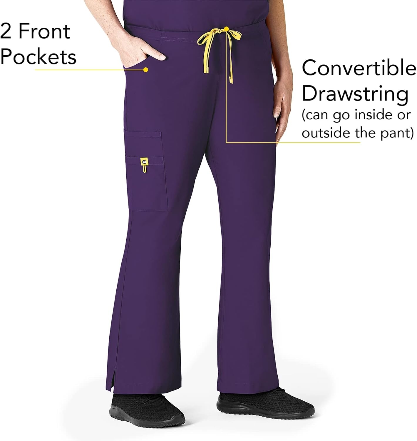 WonderWink womens Flare Leg Cargo Pant, Eggplant, 5X-Large