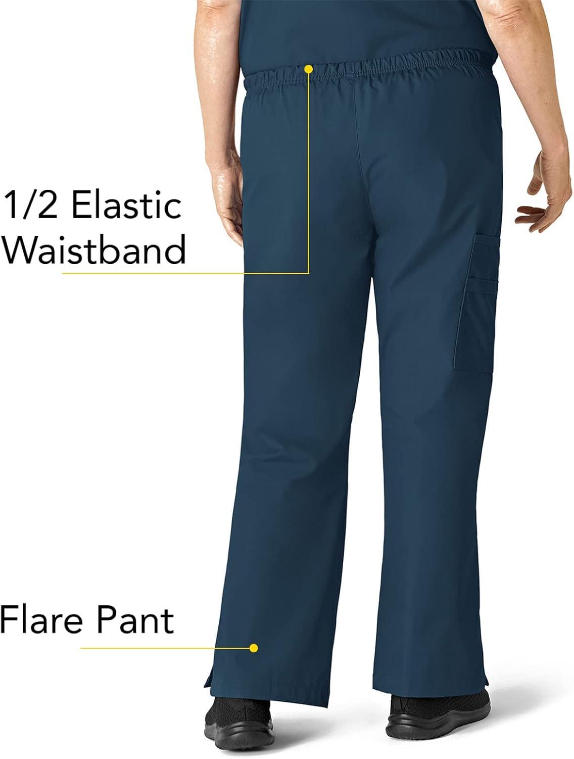 WonderWink Women’s Scrubs Romeo Six-Pocket Flare Leg Pant – XS-5XL, 6 Pockets, Elastic Waistband with Convertible Drawstring(Caribbean)