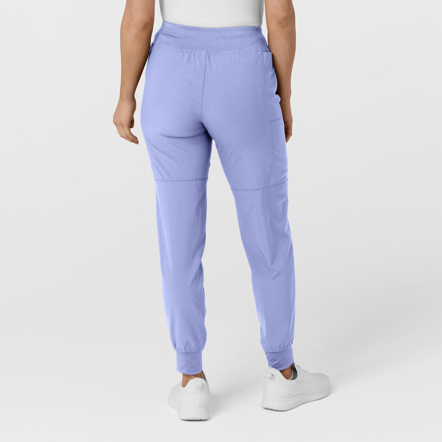 W123 Women’s Comfort Waist Cargo Jogger Scrub Pant(Ceil Blue)