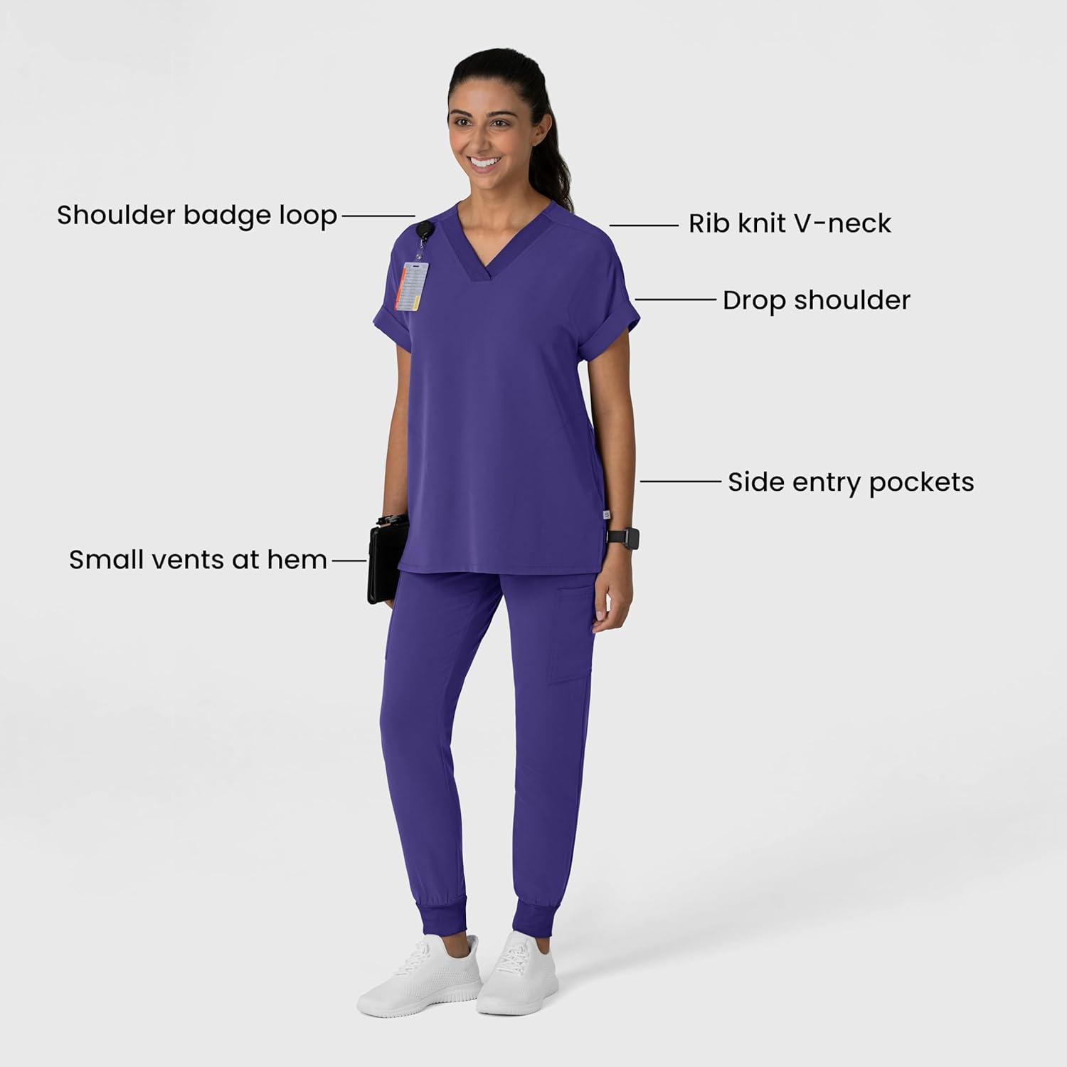 Wink Women’s Women’s Drop Shoulder Boxy Scrub Top(Grape)