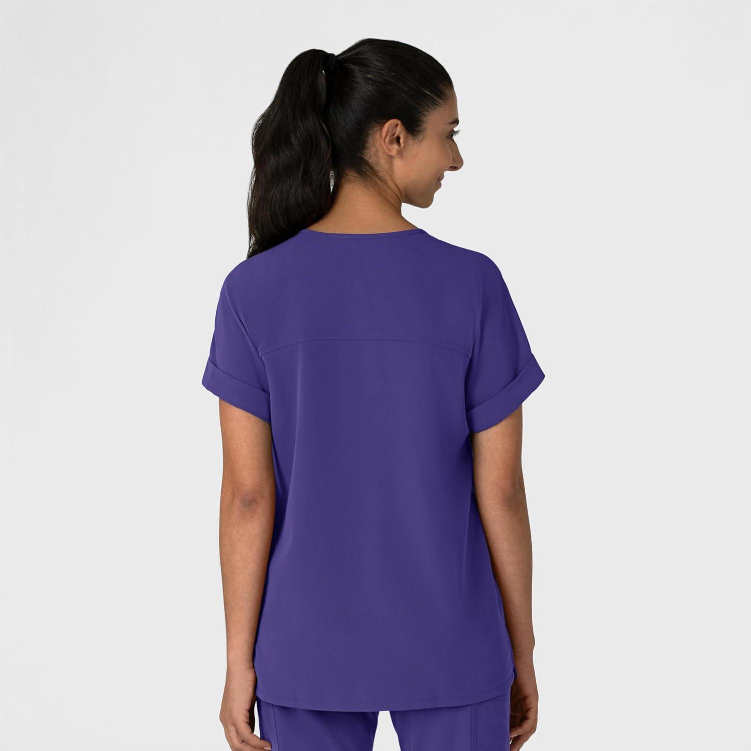 Wink Women’s Women’s Drop Shoulder Boxy Scrub Top(Grape)