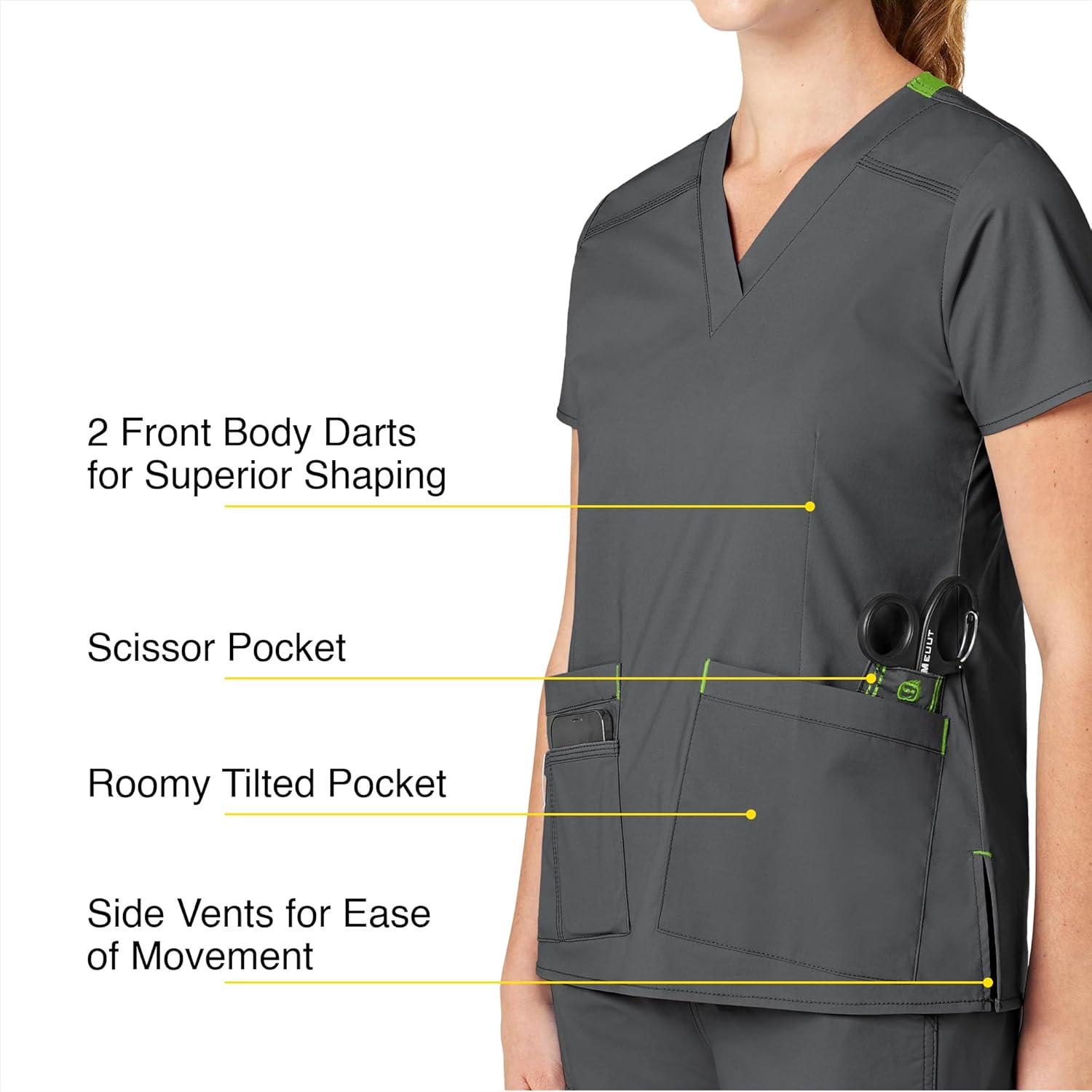 WonderWink womens Wonderflex Verity Women’s Top medical scrubs shirts, Charcoal, Large US