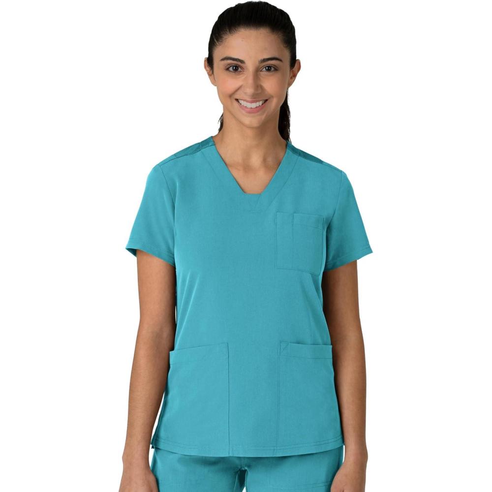 Wink Women’s Women’s Flex-n-Reach V-Neck Scrub Top(Teal Blue)