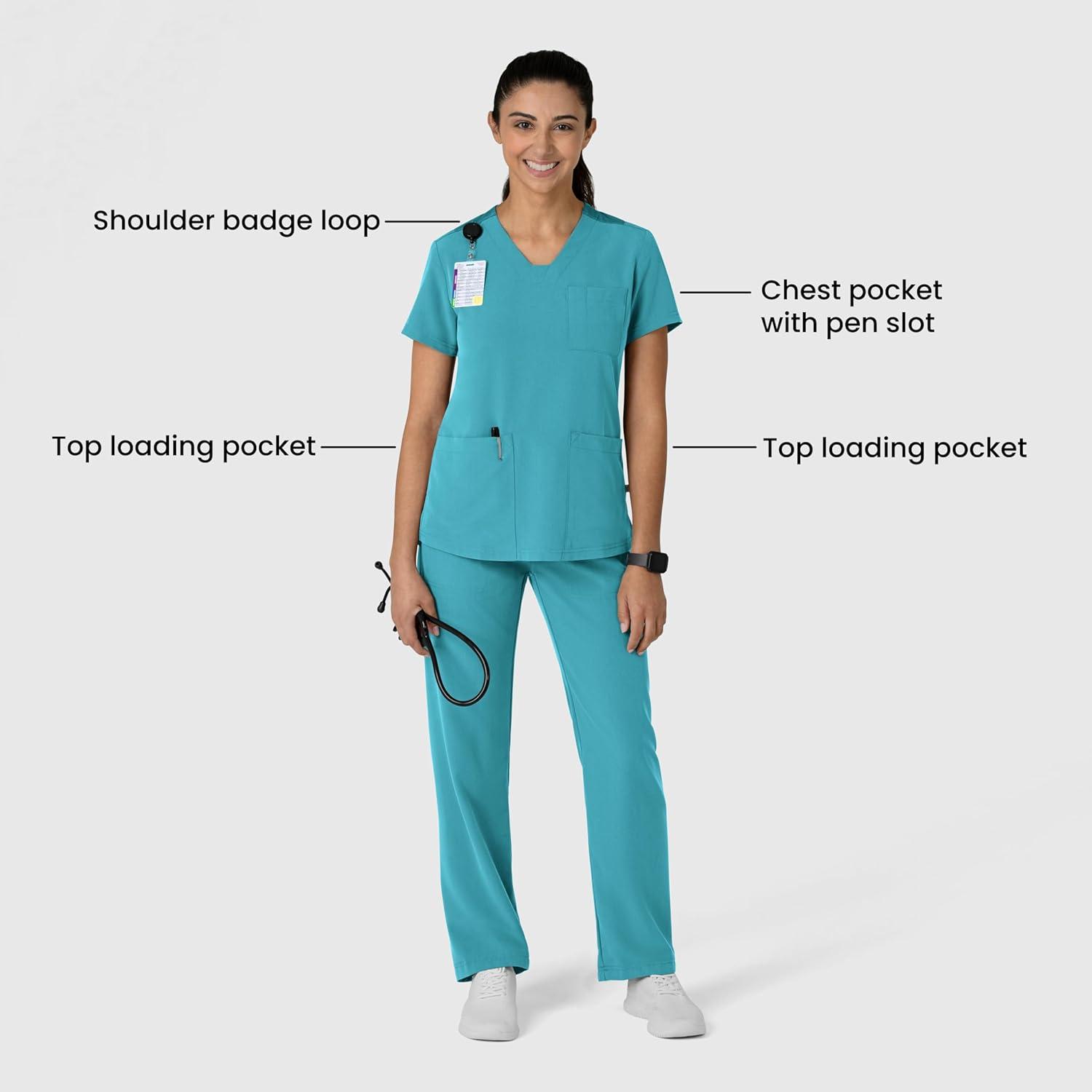 Wink Women’s Women’s Flex-n-Reach V-Neck Scrub Top(Teal Blue)