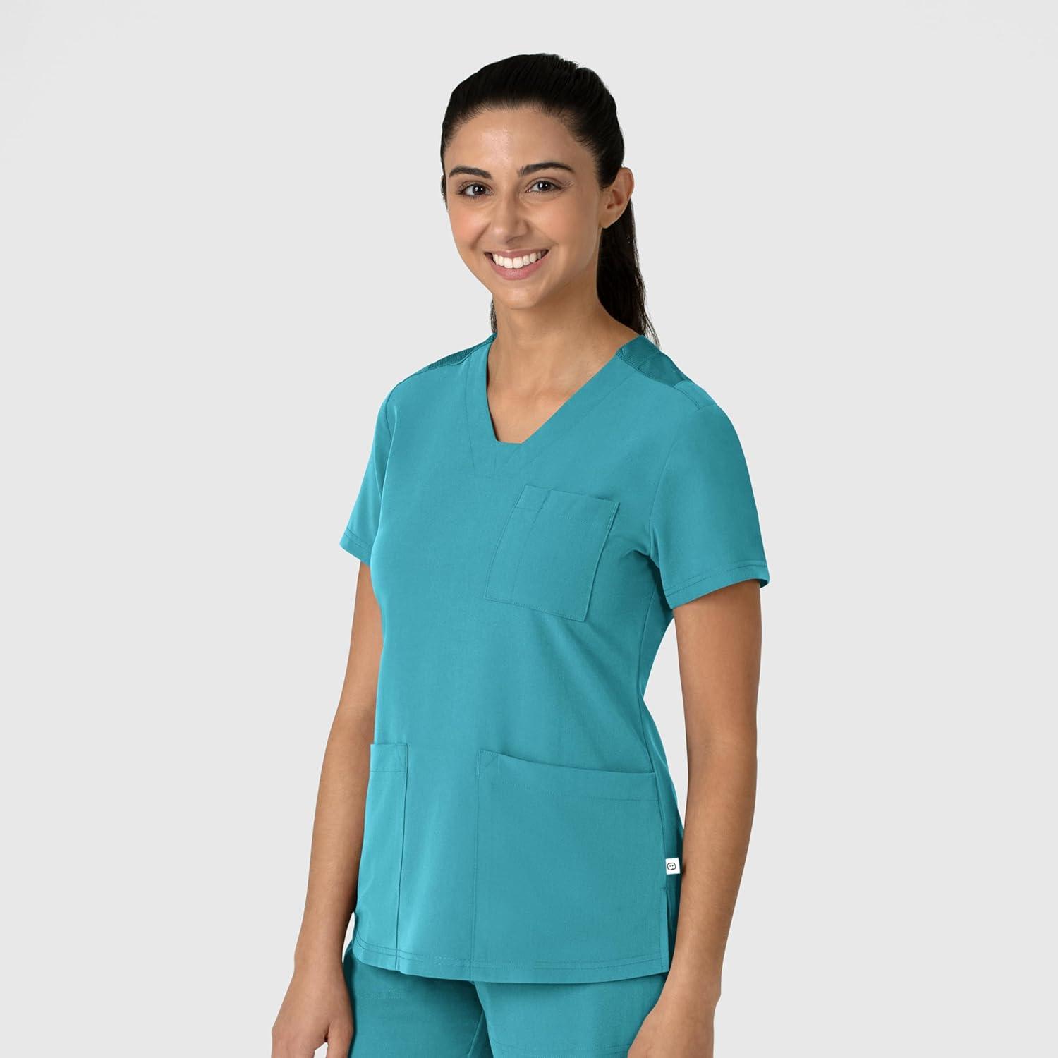Wink Women’s Women’s Flex-n-Reach V-Neck Scrub Top(Teal Blue)