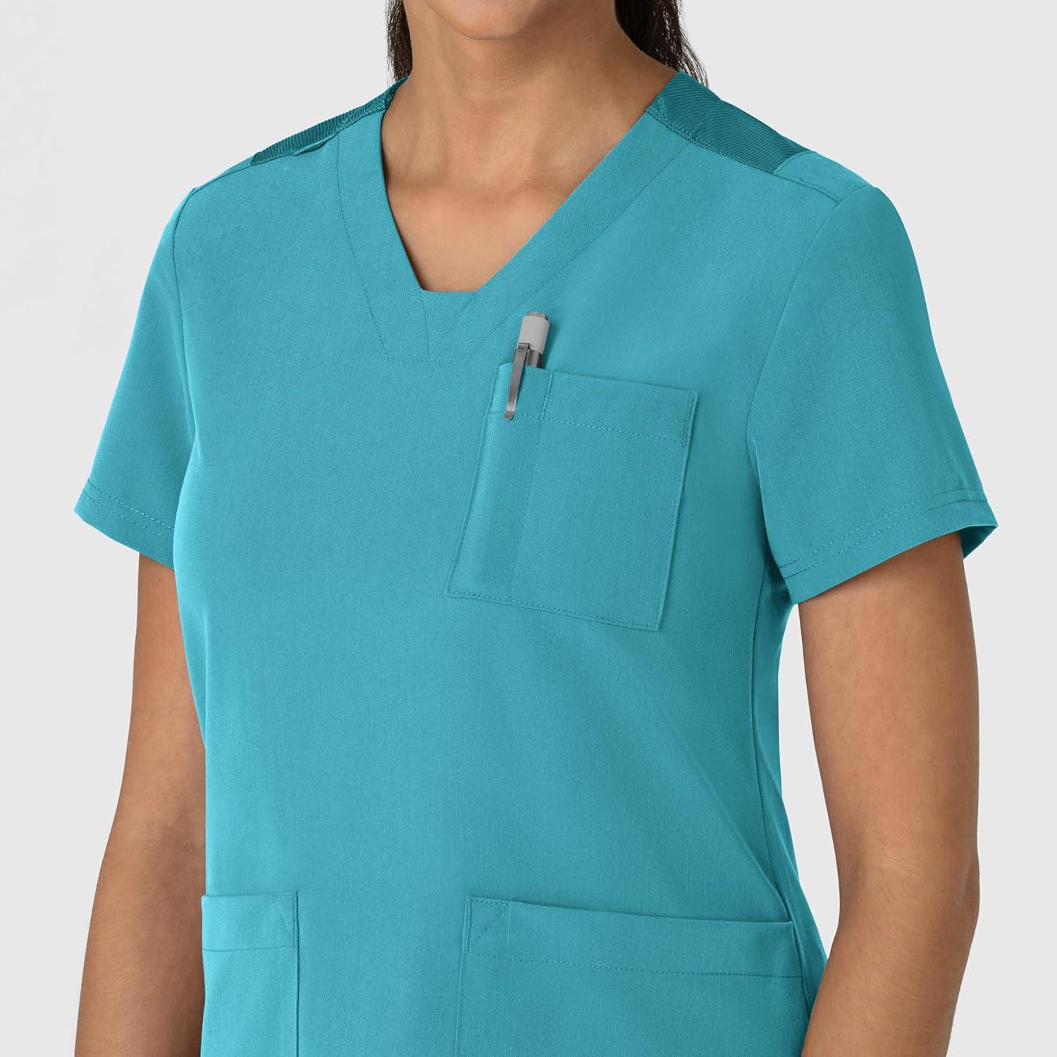 Wink Women’s Women’s Flex-n-Reach V-Neck Scrub Top(Teal Blue)