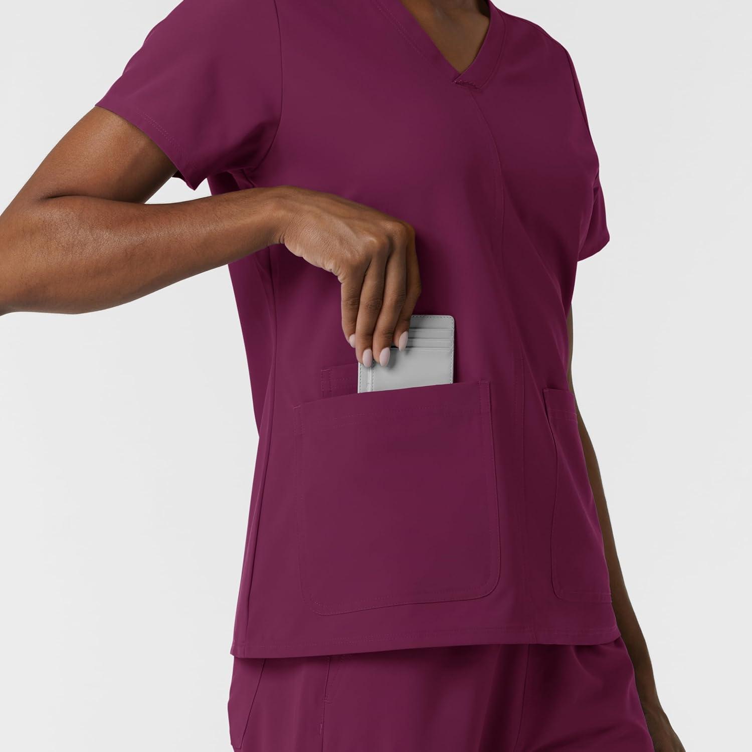 Wink NURTUR Scrubs for Women, V-Neck Scrub Top – Wine, L