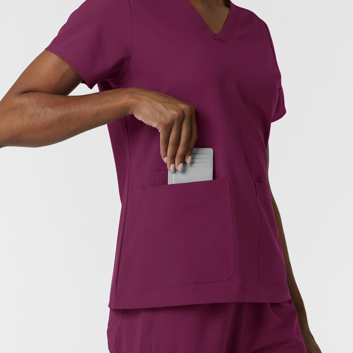 Wink NURTUR Scrubs for Women, V-Neck Scrub Top – Wine, L