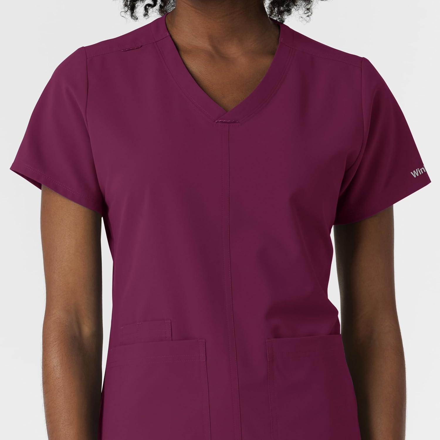 Wink NURTUR Scrubs for Women, V-Neck Scrub Top – Wine, L