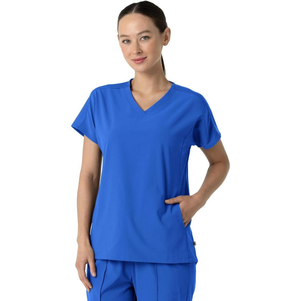 Wink Women’s Women’s V-Neck Tunic Scrub Top(Royal)