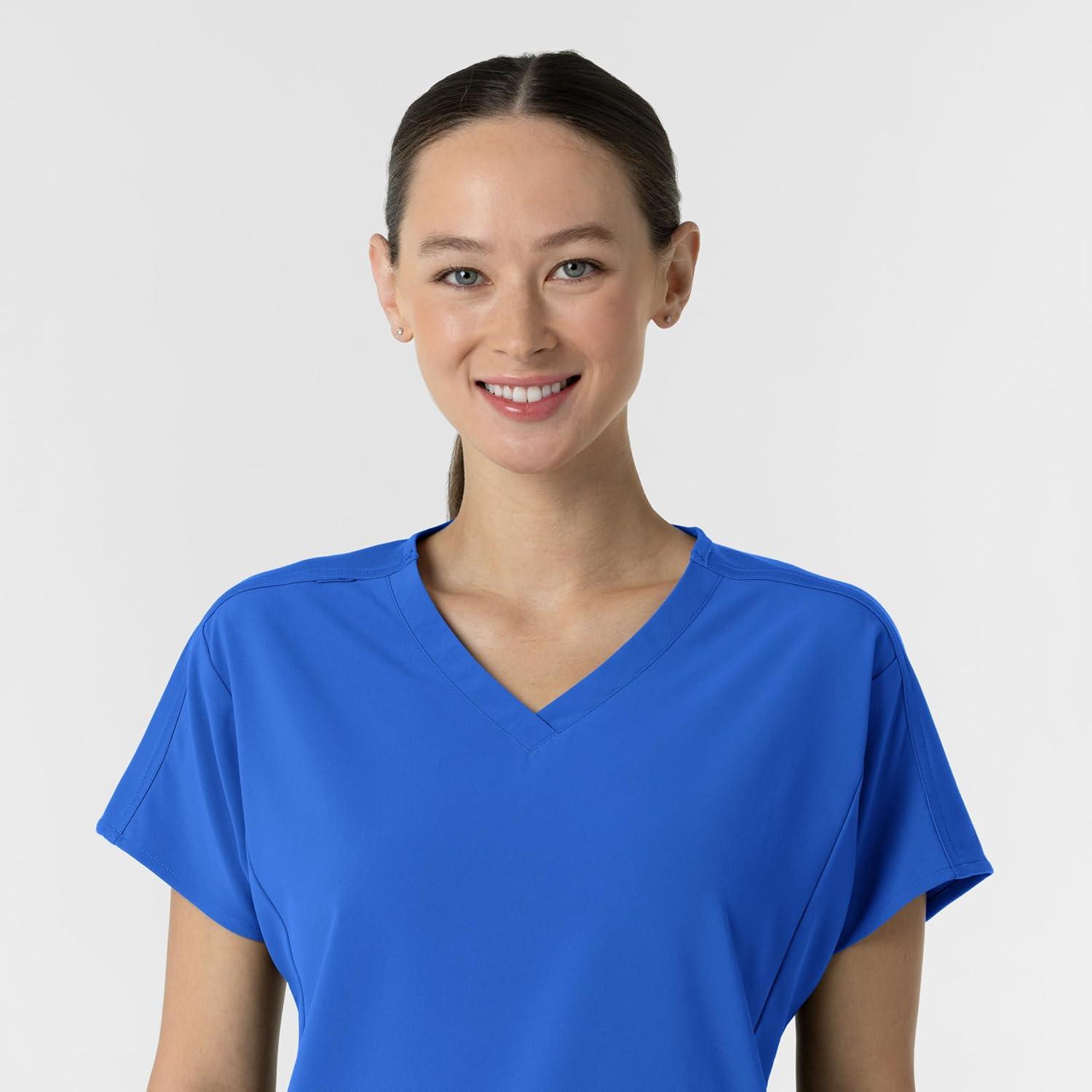 Wink Women’s Women’s V-Neck Tunic Scrub Top(Royal)