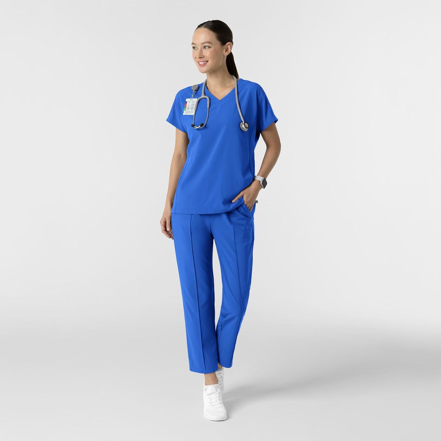 Wink Women’s Women’s V-Neck Tunic Scrub Top(Royal)