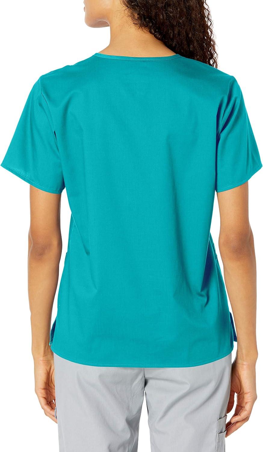 WonderWink WonderWORK Women’s V-Neck Scrub Top — Teal Blue, Small