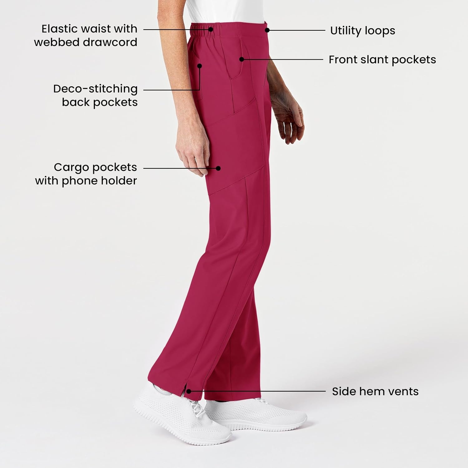 Women’s Flat Front Cargo Pant(Viva Magenta)