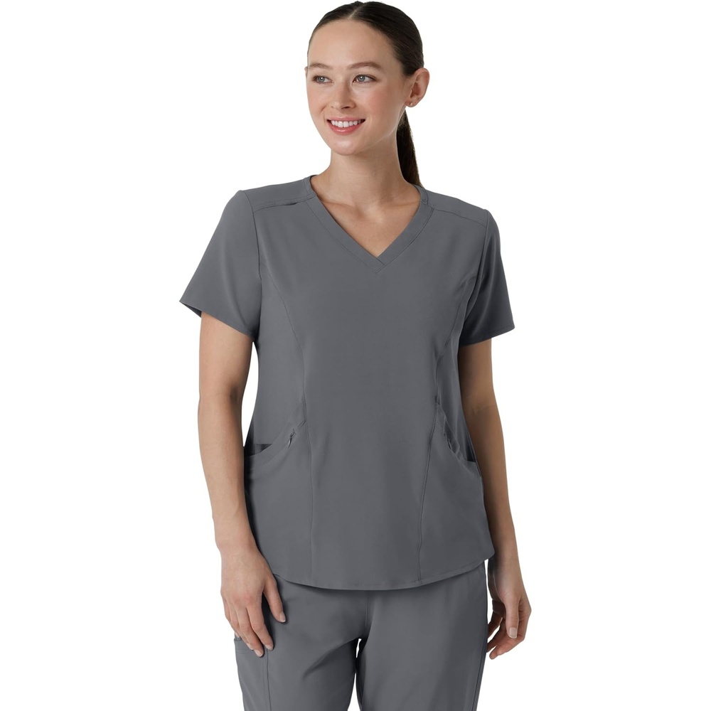 WonderWink RENEW Women’s V-Neck Scrub Top, Pewter, XS