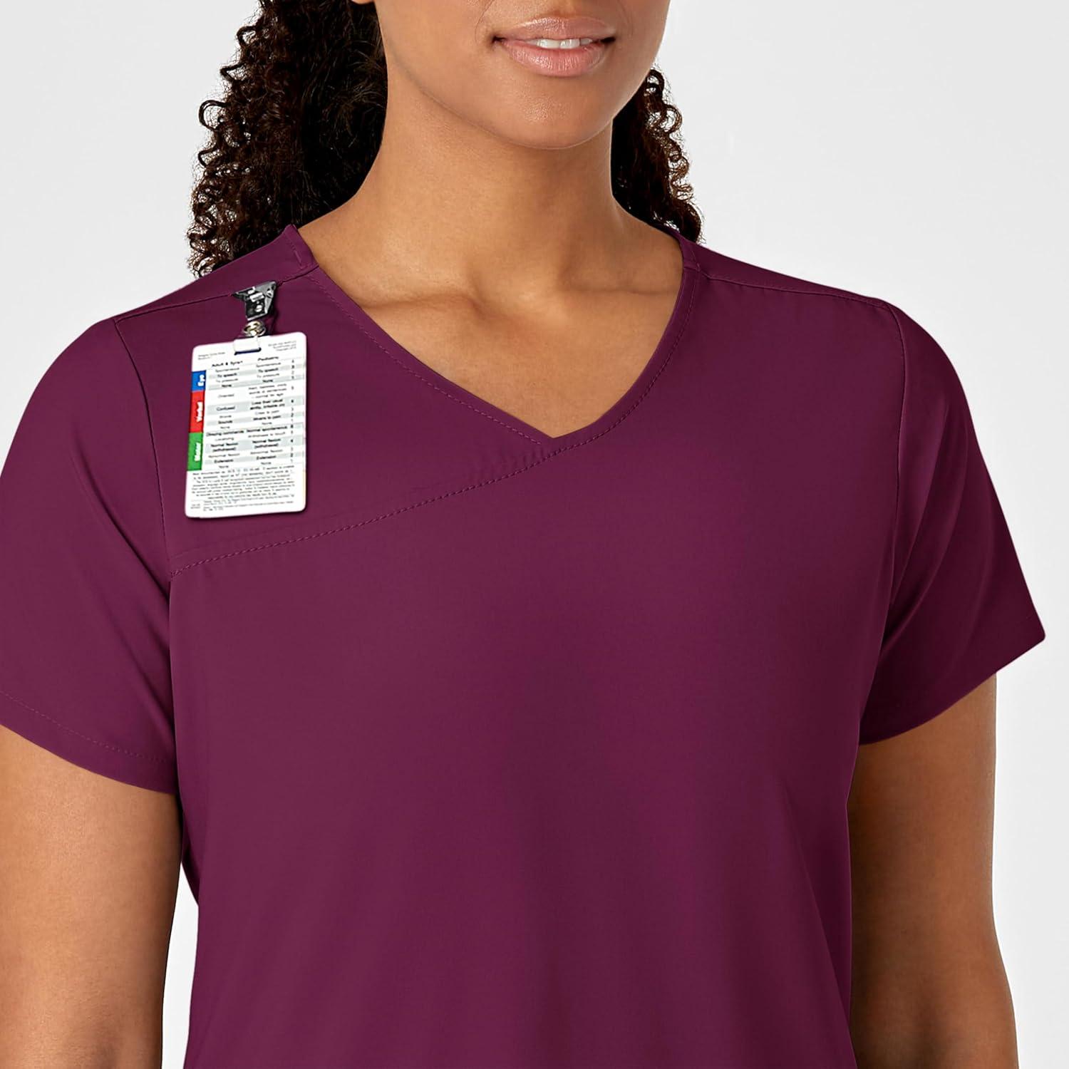 WonderWink Womens Y-Neck Wrap Top(Wine)