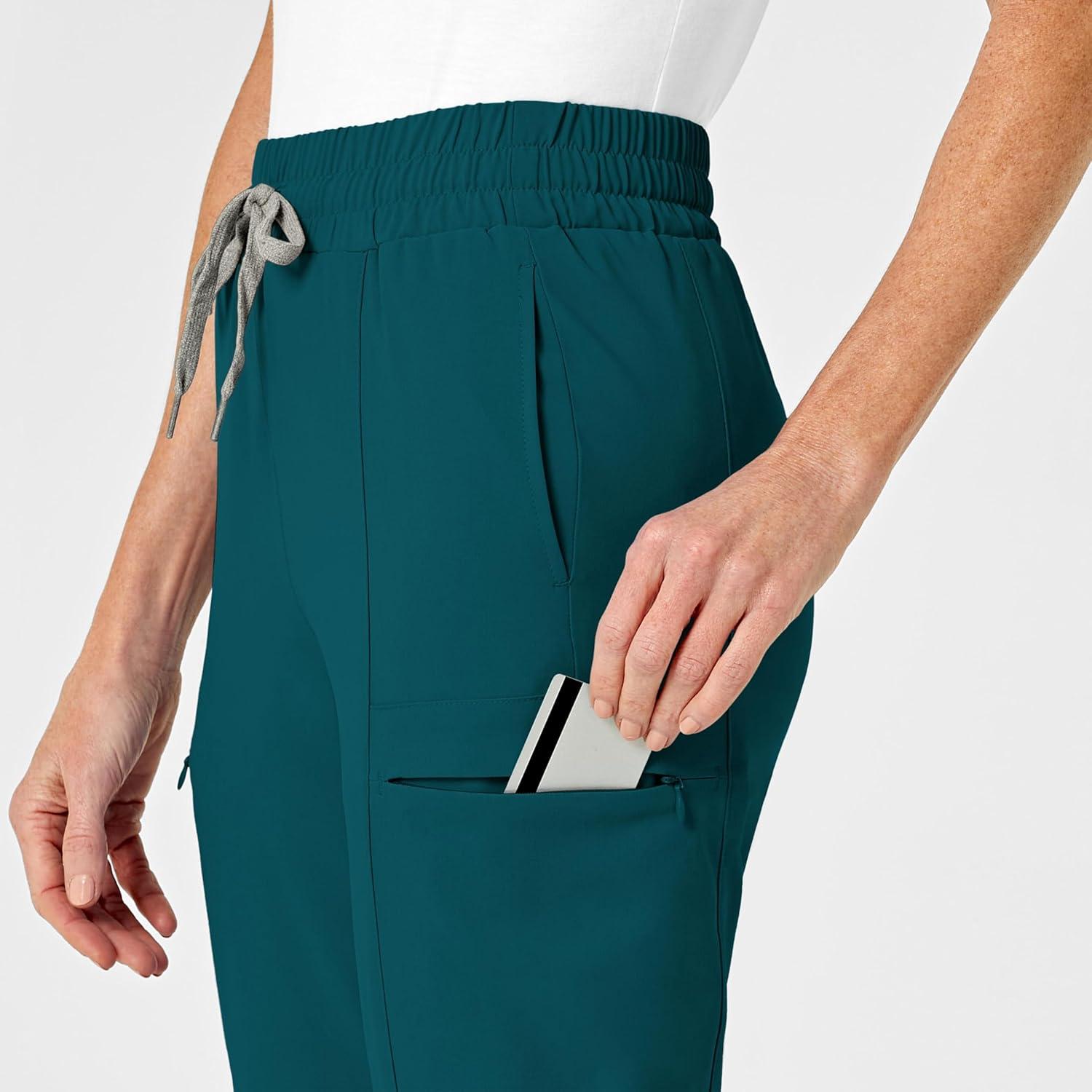 Wink Scrubs for Women, Renew, High-Waist Slim-Leg Pants with Drawstring and 5 Pockets(Caribbean Blue)