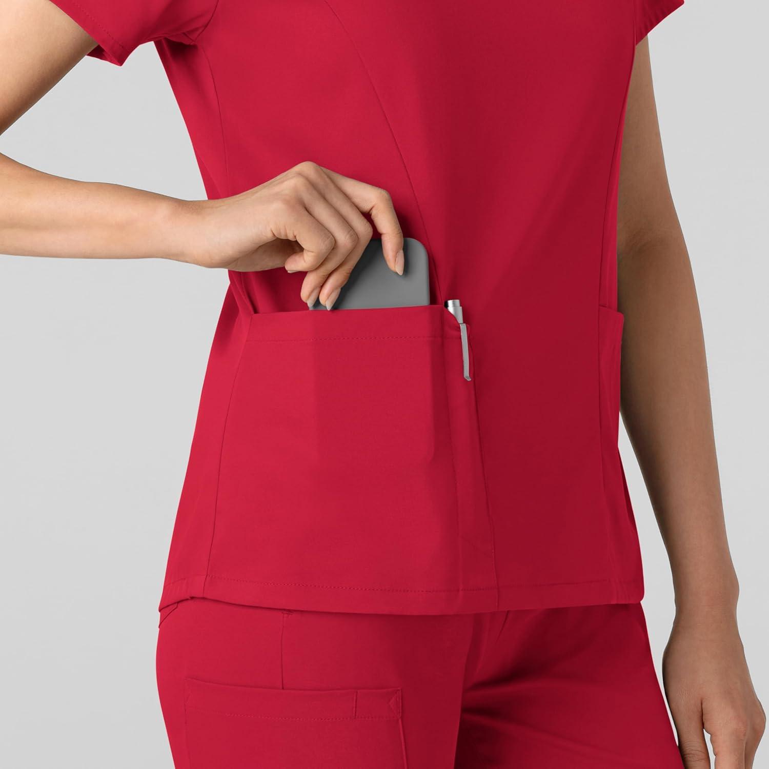 Wink Boundless Women’s 2-Pocket V-Neck Scrub Top – Red, M