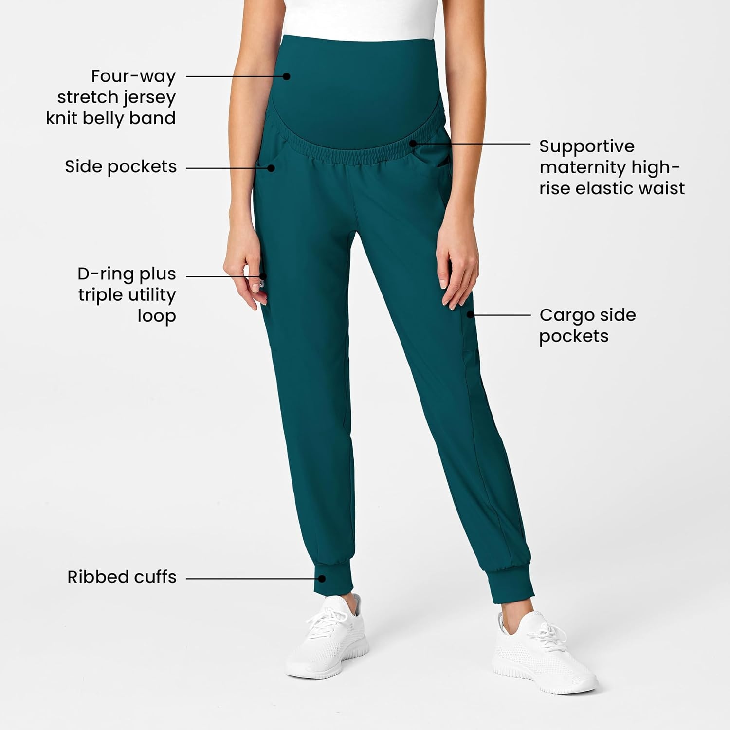 Wink Scrubs for Women, W123, Maternity Joggers Pants with 7 Pockets(Caribbean Blue)
