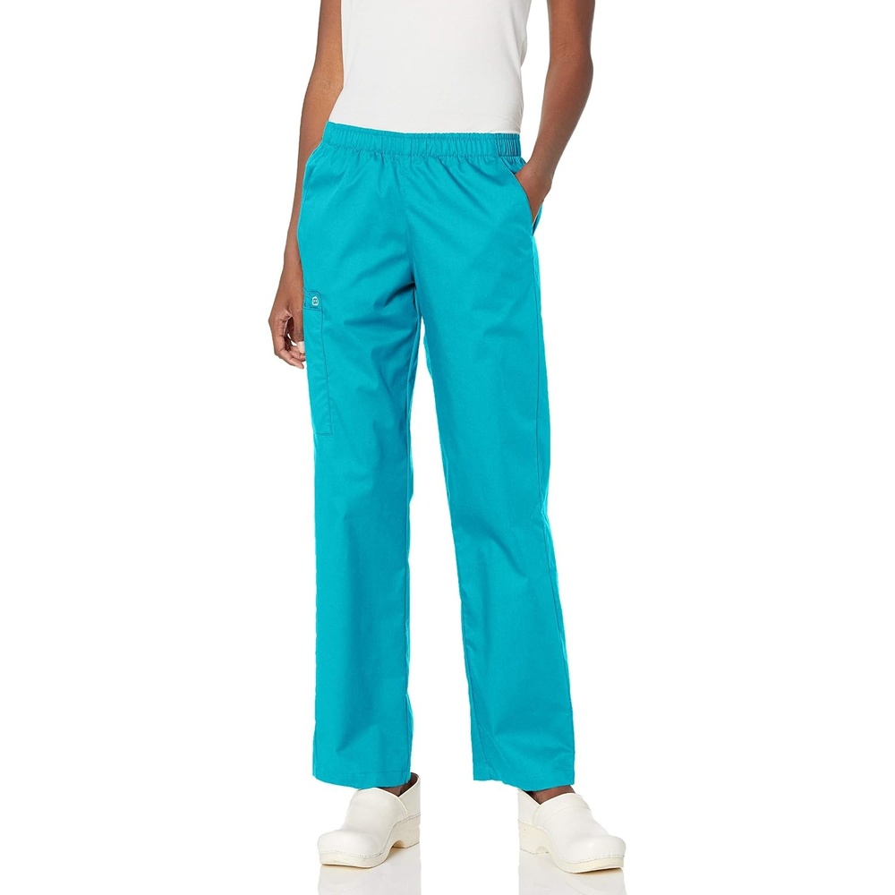 Wink Scrubs for Women, Boundless, Classic Wide Leg Cargo Pants with Full Drawstring and 8 Pockets(Teal Blue)
