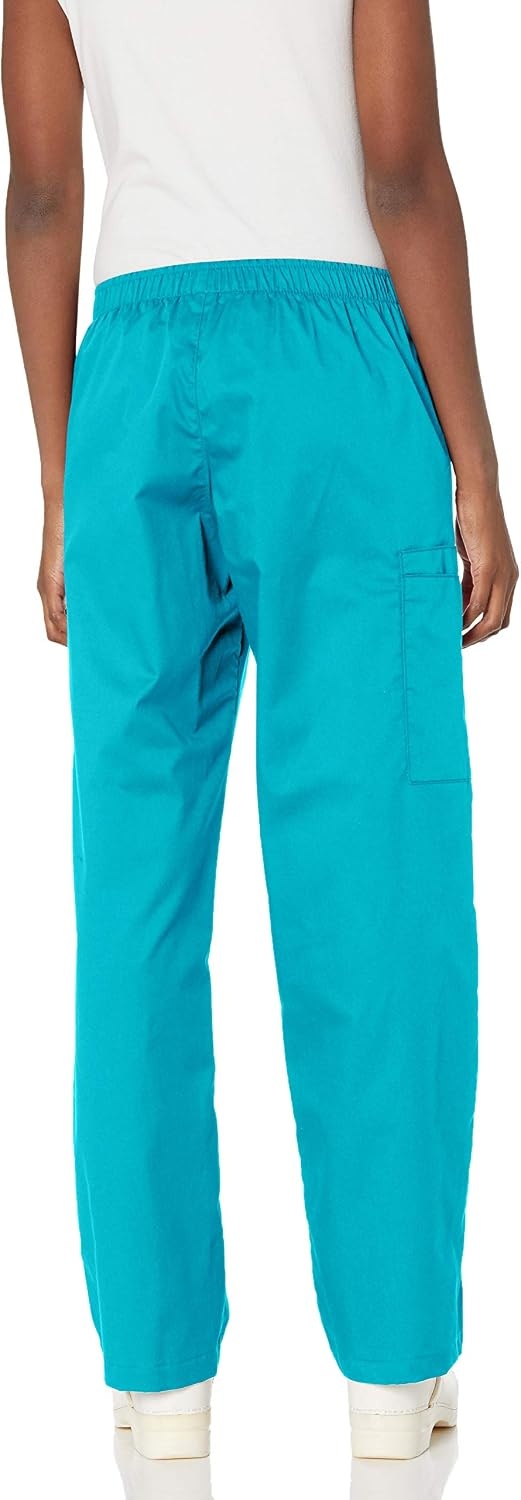 Wink Scrubs for Women, Boundless, Classic Wide Leg Cargo Pants with Full Drawstring and 8 Pockets(Teal Blue)