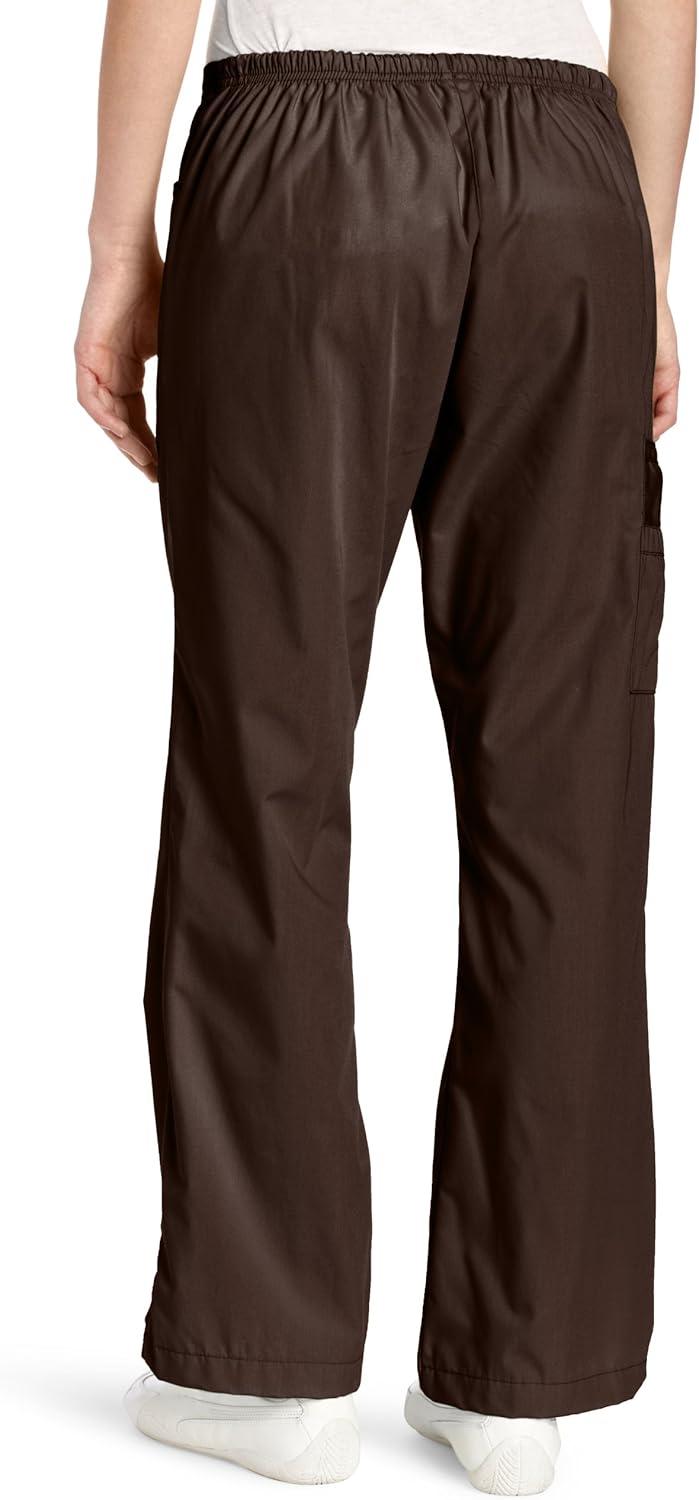 WonderWink Women’s Scrubs Romeo Six-Pocket Flare Leg Pant – XS-5XL, 6 Pockets, Elastic Waistband with Convertible Drawstring(Chocolate)