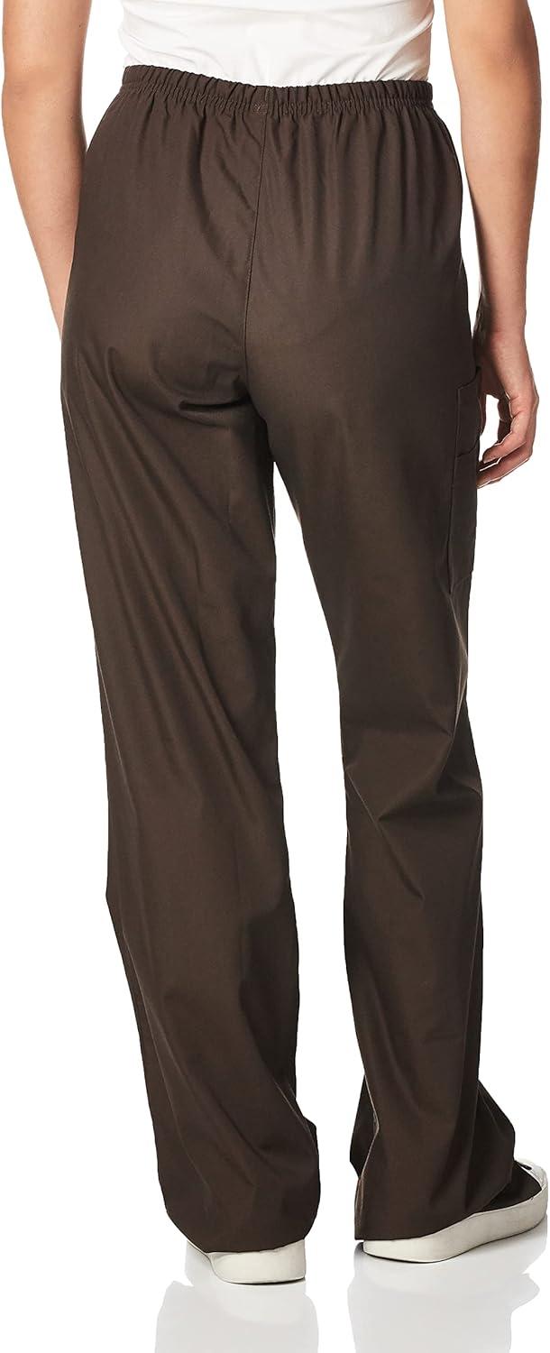 WonderWink Women’s Scrubs Romeo Six-Pocket Flare Leg Pant – XS-5XL, 6 Pockets, Elastic Waistband with Convertible Drawstring(Chocolate)