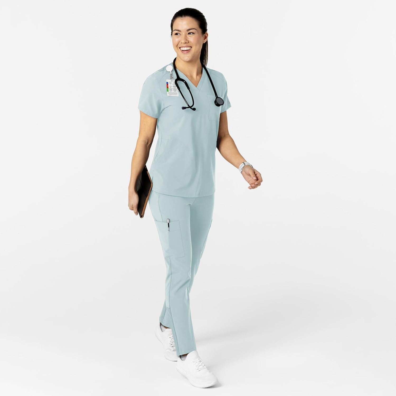 Wink Women’s Women’s Flex-n-Reach V-Neck Scrub Top(Sky Blue)