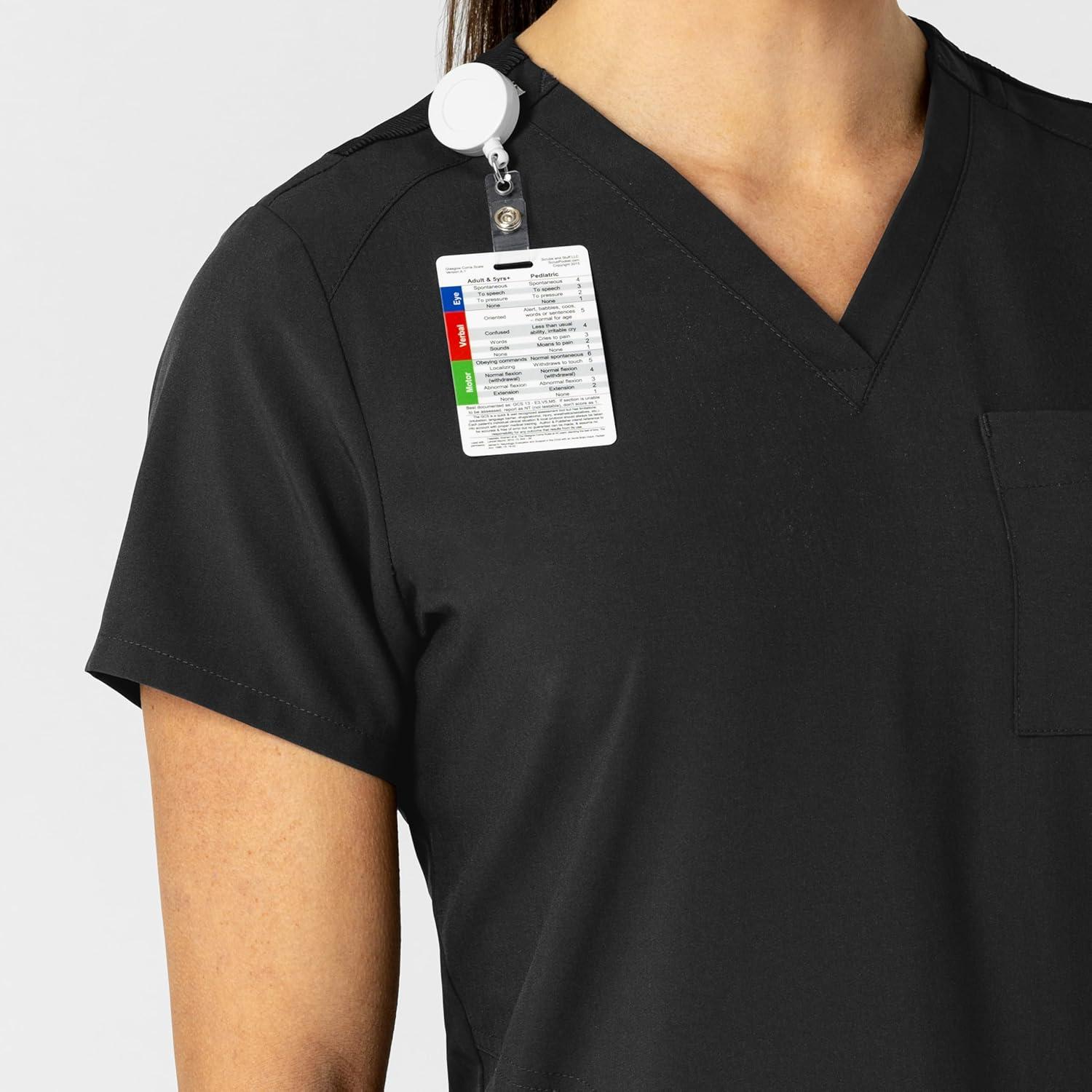 WonderWink Women’s Flex-n-Reach V-Neck Scrub Top – Black, L