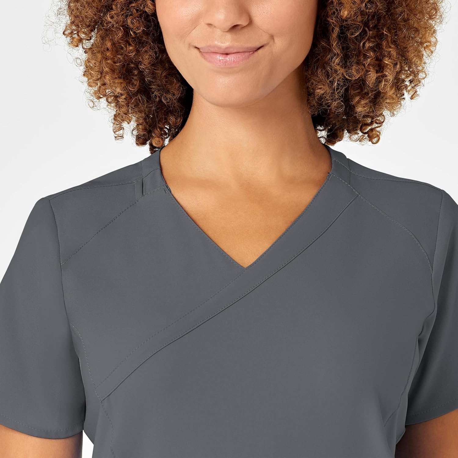 Wink W123 Women’s Mock Wrap Scrub Top, Pewter, XS