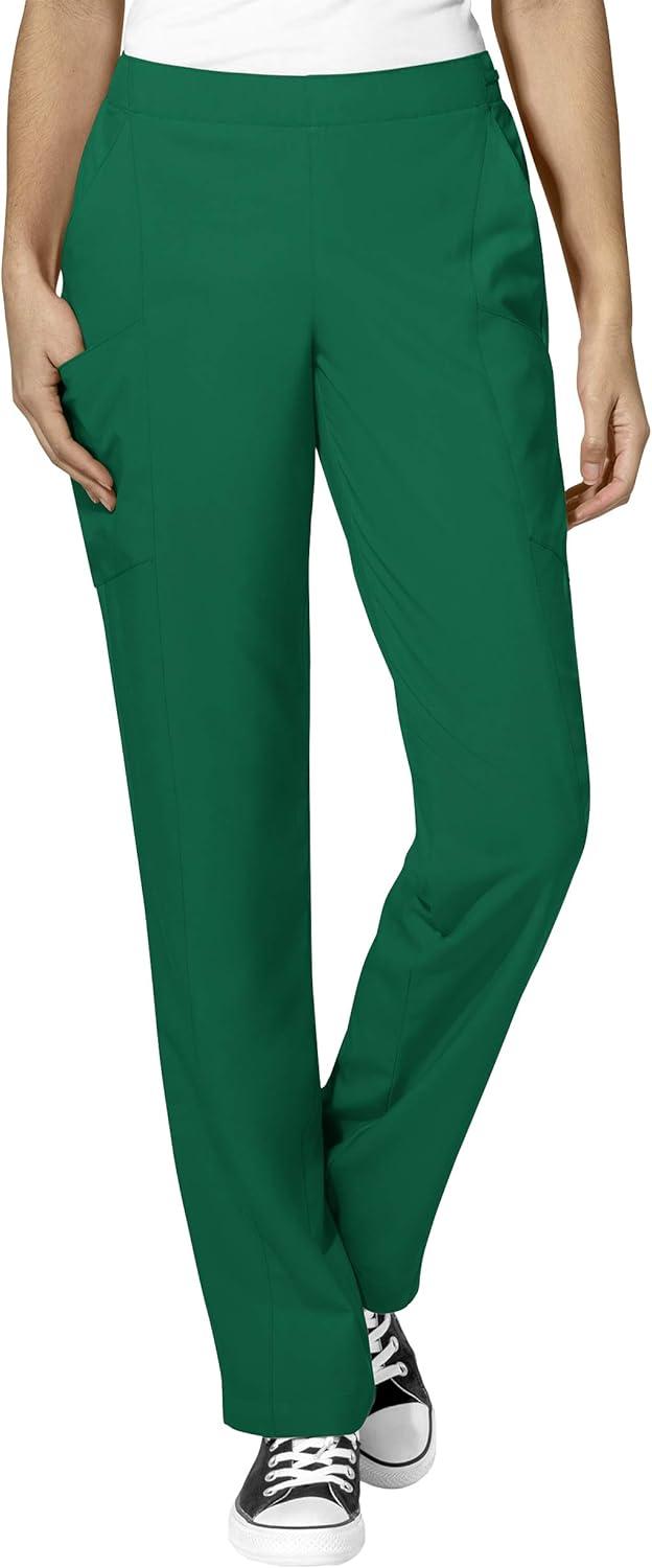 WonderWink W123 Women’s Stylized V-neck Top & Flat Front Double Cargo Pant Scrub Set + Badge Reel(Hunter)