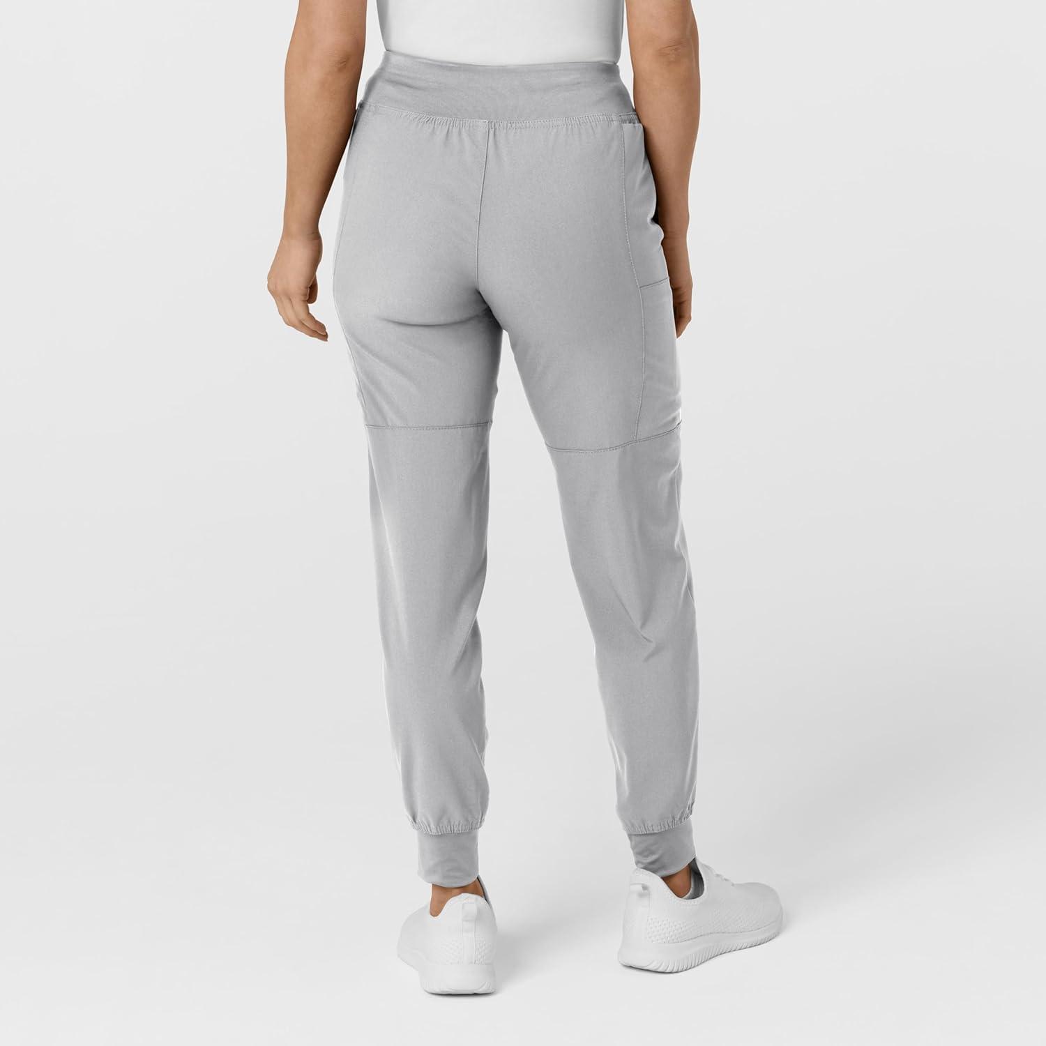 W123 Women’s Comfort Waist Cargo Jogger Scrub Pant(Grey)