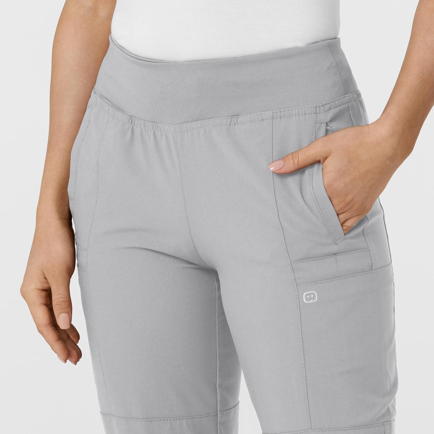 W123 Women’s Comfort Waist Cargo Jogger Scrub Pant(Grey)