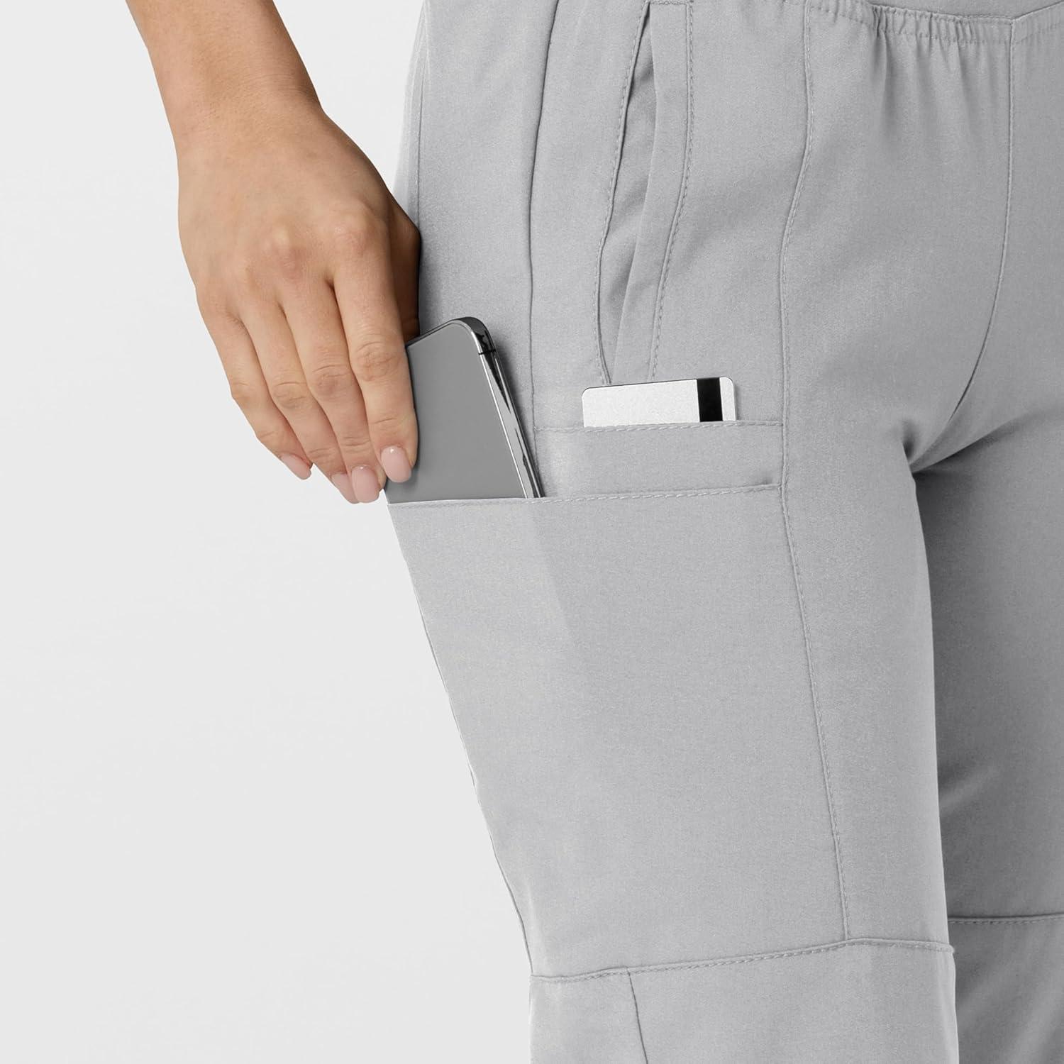 W123 Women’s Comfort Waist Cargo Jogger Scrub Pant(Grey)