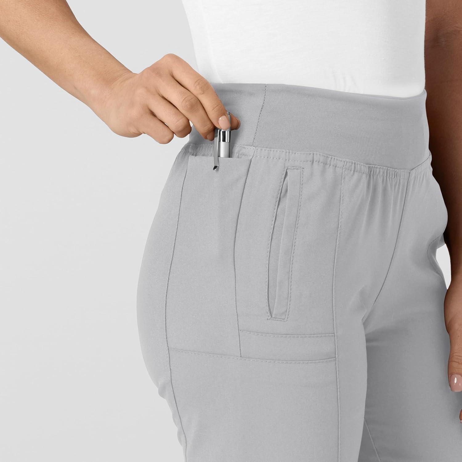 W123 Women’s Comfort Waist Cargo Jogger Scrub Pant(Grey)
