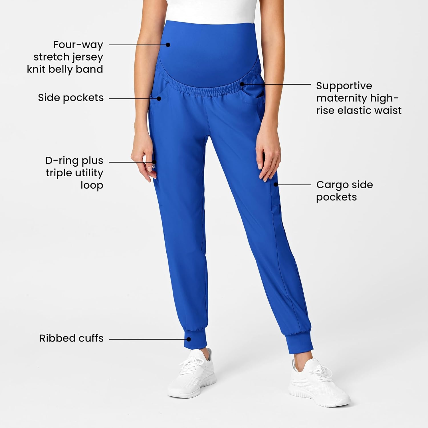 Wink Scrubs for Women, W123, Maternity Joggers Pants with 7 Pockets(Royal)
