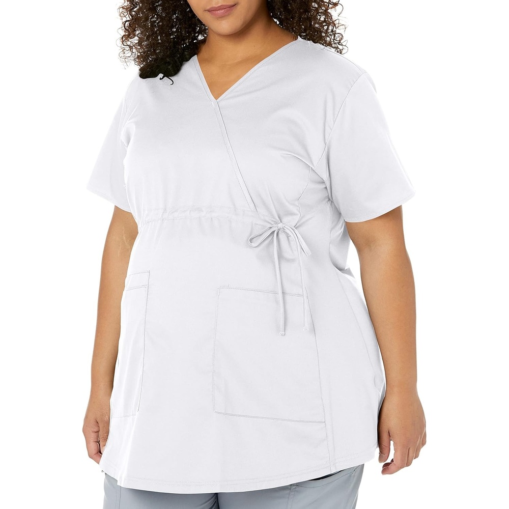 Wink W123 Maternity V-Neck Scrub Top(White)