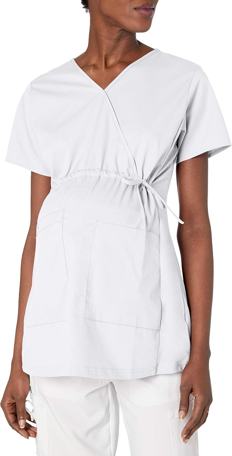 Wink W123 Maternity V-Neck Scrub Top(White)