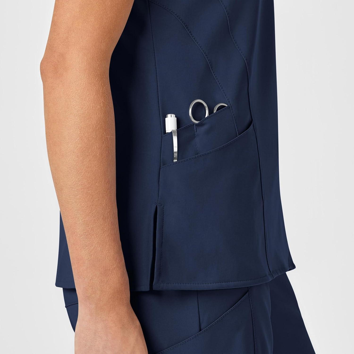 Wink Women’s Women’s Stylized V-Neck Scrub Top(Navy)
